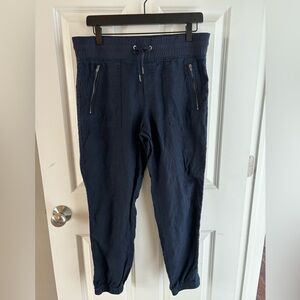 Athleta Linen Joggers, Size 10, Color Navy